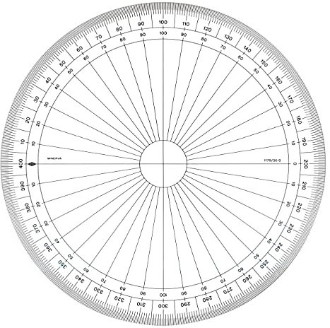 MINERVA Vollkreis Winkelmesser, Gon 400, 30 cm, transparent