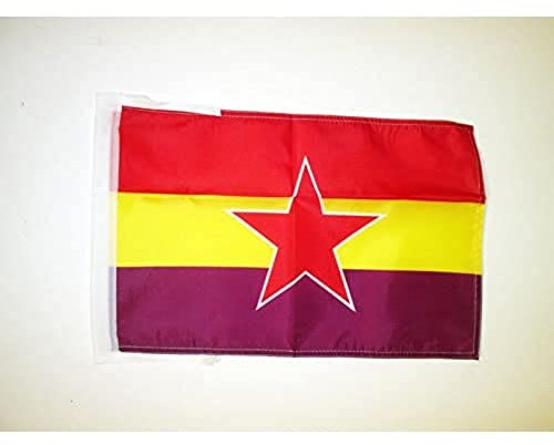 BANDERA ESPAÑA REPUBLICANA ESTRELLA DEL EJÉRCITO POPULAR 45x30cm - BANDERINA DE LA REPUBLICA ESPAÑOLA 30 x 45 cm cordeles - AZ FLAG