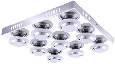 WOFI Deckenleuchte, 9-flammig Serie Carter 9 x LED / 4, 5 W, 38 x 9 x 38 cm, 3000 k, 400 lm, Energieeffizenzklasse A+, chrom 9589.09.01.0000