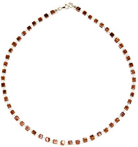 schöner mineralienschmuck Goldfluss Schmuck (Halskette) Goldfluss Kette Goldfluss Würfel mit Bergkristall Kugeln Verschluss 925er Sterling-Silber Modellnummer 55A