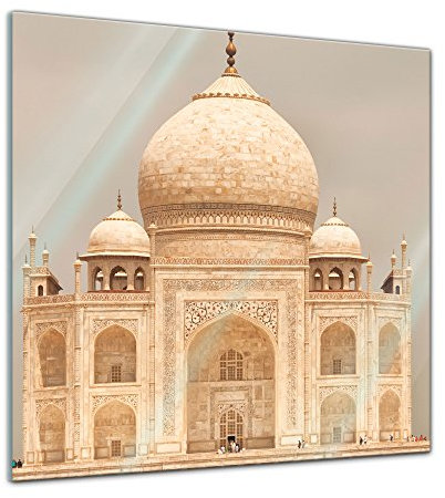 Glasbild - Taj Mahal Agra - 50x50 cm - Deko Glas - Wandbild aus Glas - Bild auf Glas - Moderne Glasbilder - Glasfoto - Echtglas - kein Acryl - Handmade