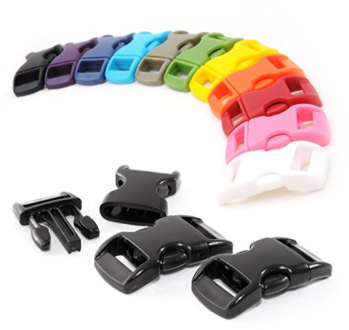 Ganzoo Klickverschluss Kunststoff, 11 Stück Farbmix, 3/8 Zoll, 10mm Gurtmaß, 30mm x 15mm, Steckschließer, Schnalle, Paracord 550, Kordeln, Rucksackverschluss, DIY-Projekte
