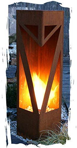 Feuersäule Classic Edelrost Rost Metall Gartendeko Garten Stele Fackel Feuer Säule