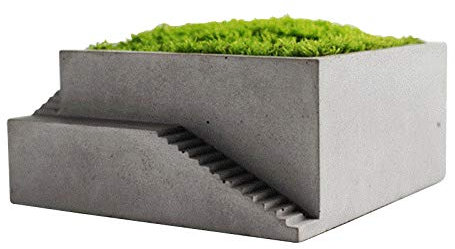 Nicole Pot de fleur en béton Moule en silicone Mousse de ciment Bonsai Planteur de Moule Bâtiment Carré avec Escaliers Formes