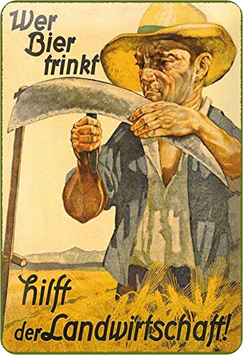Schatzmix Blechschild Wer Bier trinkt hilft der Landwirtschaft! Metallschild Wanddeko 20x30 tin Sign