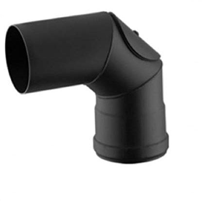 Curva a 90 gradi ispezionabile in acciaio inox preverniciato nero per canne fumarie (DN 80)