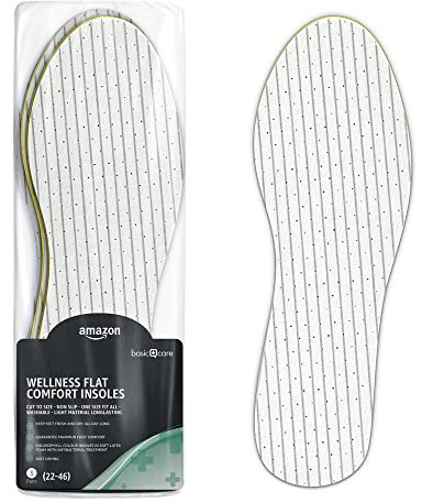 Amazon Basic Care - Solette comfort per calzature piatte, Bianco, 3 paia (taglia di scarpe: 22-46)