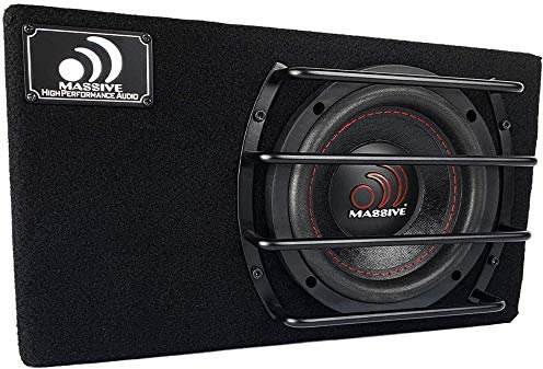 Massive Audio Car Loaded Subwoofer Box BG8 - Pre-Loaded Subwoofer 8 Inch, 400 Watts RMS / 800 Watts MAX, 2 Ohm Loaded Subwoofer Enclosure.