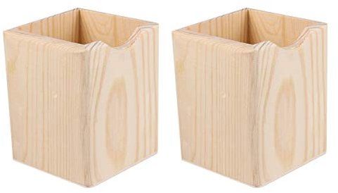 Healifty Pot à crayons carré en bois pour bureau à domicile