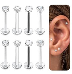 YADOCA 8 Stück Labret Piercing Nasenstecker für Damen Herren 16G Edelstahl Monroe Piercing Knorpel Tragus Front Helix Ohrring Piercing Schmuck Nasenpiercing 6mm 8mm 10mm