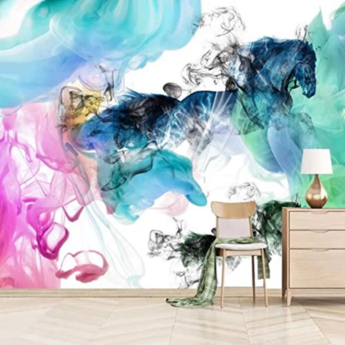 Fototapete 3D Effekt Abstrakte Kunst Tinte Landschaft Pferd Vliestapete Wandbild Wohnzimmer Schlafzimmer Wanddekoration 400(w) x280(H) cm