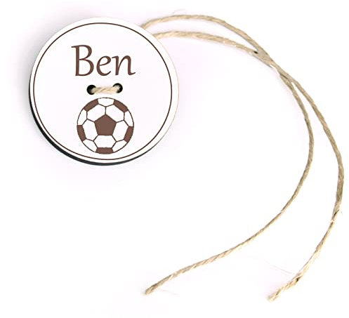 Schultüten Anhänger mit Name und Fußball Motiv - Kinder Geschenk Fußballer Einschulung Schulanfang Ø 5 cm