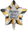 Happy New Year Folienballon 45 cm - Ballon/Luftballon Dekoraktion für Neujahr Partydeko mit Schriftzug Party Deko Jahr Silvester 2023 Partydeko Sylvester Guten Rutsch Neues Jahr - schwarz gold