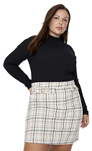 TRENDYOL Damen Trendyol Women's Large Sizes Mini Bodycone A-line Woven Fabric Large Sizes in Skirt, Multi-color, 48 Große Größen EU