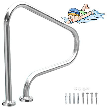 WangXLDD Pasamanos para Piscina - Barandal para Escalera de Piscina de Acero Inoxidable con Base de Montaje - Fácil de Montar - 80x80cm/31.5x31.5
