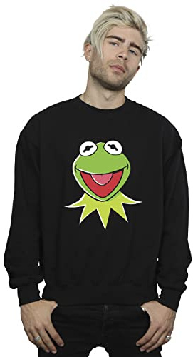 Disney Men's Muppets Kermit Head Sweatshirt Black Small