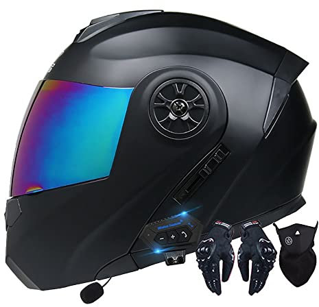 Casco Moto Integrato Bluetooth Modulare Flip Full Face Apribile con Doppia Visiera Caschi Speaker Integrato Microfono per Risposta Automatica Donna o Uomo Certificazione ECE