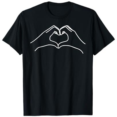 Coeur Mains Illustration Minimaliste Tattoo Dessin Cadeau T-Shirt