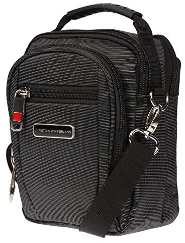 Christian Wippermann Hochwertige Umhängetasche Herren Klein - Wasserdichtes Nylon, 15x19x9 cm, Abnehmbarer Trageriemen 170 cm, Praktische Aufteilung, 2 Hauptfächer - Kleine Herren Tasche