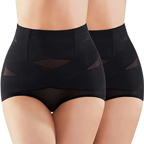 SIMIYA Femme Culotte Sculptante Gainante Amincissante Invisible Ventre Plat Culottes Gaine Contrôle Taille Haute Shapewear Minceur Ventre Plat Efficace sous-vêtements Shape 2pcs (2*Noir, XL)