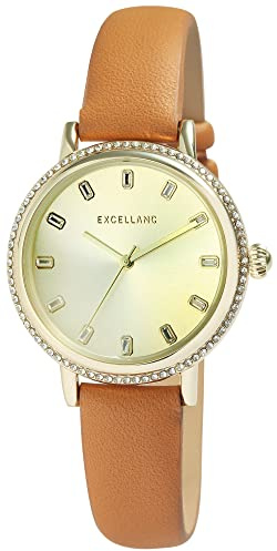 Excellanc Damen-Uhr Kunstleder Dornschließe Simili Analog Quarz 1900291 (braun)