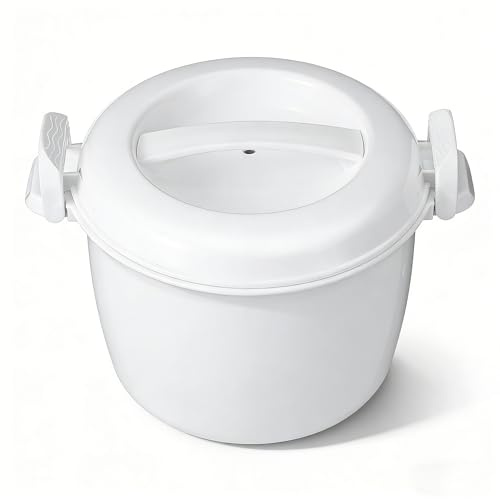 DOITOOL Microwave Rice Cooker Mini Microwave Steamer Microwave Rice Maker Vegetable Steamer Pot Microwave Cookware with Lid for Rice Vegetables, 18X18X15CM