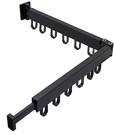 MUYIRTED Etendoir Linge Exterieur Pliable Noir Séchoirs À Linge Aluminium, Étendoir À Linge Etendoir pour Intérieur Et Extérieur, 2 Étages Seche Linge Mural Exterieur Balcon