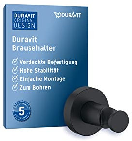 Duravit Universal Brausehalterung, Duschkopfhalterung für Handbrausen, Brausehalter rund, Schwarz Matt