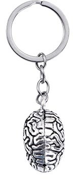 Vctitil 3D Schlüsselanhänger Spezielle Gehirn Schlüsselhalter Auto Schlüsselanhänger Anatomische Halloween Schmuck Tasche Zubehör Rucksack Dekoration, silber, Größe