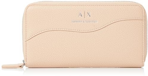 Armani Exchange Women's Essential Wave, Silver Logo Bi-Fold Wallet, Sunrise