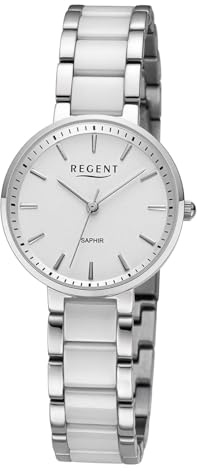 REGENT Damen-Armbanduhr Keramik Stahl/Weiß 12221206