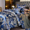 Tospass Bettwäsche 200x220 Satin Microfaser 3Teilig Dunkelblau Jacquard Stickerei Prozess Blumen Bettwäsche-Sets, 1 Bettbezüge 200x220 und 2 Kissenbezüge 80x80 mit Reißverschluss