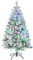 HOMCOM 4.5ft Pre Lit Snow Flocked Artificial Christmas Tree Holiday Décor with 150 Warm White or Colourful LED Lights and 311 Tips, Steel Base