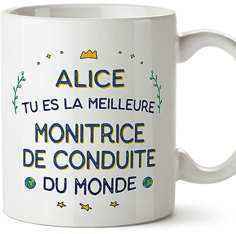 Mugffins Tasses Personnalisables pour MONITRICE DE CONDUITE femme - En Français - Cadeau Personalisé- Meilleur du Monde - 11 oz / 330 ml