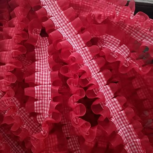 Tissu en dentelle Guipure à carreaux rouges, 1M , ruban de dentelle, garniture de couture, robes artisanales