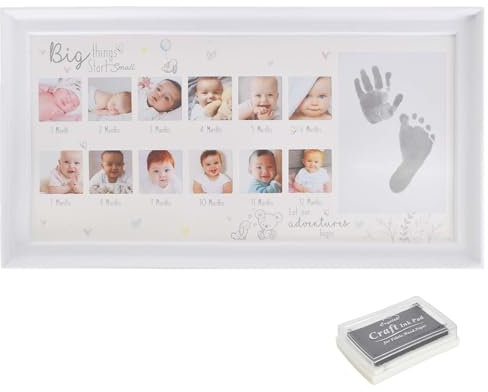 DEARBAG 12-Monatiges Jubiläum Eines Neugeborenen Baby Handabdruck und Fußabdruck Fotorahmen mit Wiederverwendbarer Tinte Baby Kinderzimmer Dekor Einzigartige Andenken