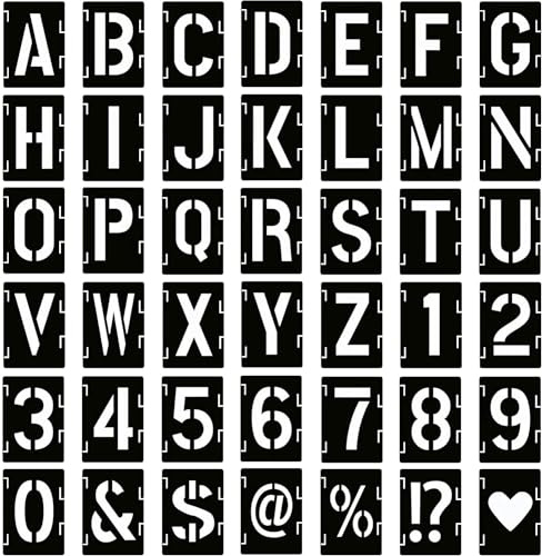 42 Stück Buchstaben Schablonen Set,5-15cm Wiederverwendbare Buchstaben Schablone Schablonen Vintage Buchstaben aus Kunststoff Alphabetschablone Bastelschablonen für Holzschilder Kuchen Malerei (6Zoll)