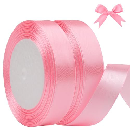 AWCIGG® Ruban de Satin Rose 20mm x 44m, Ruban Satinée pour Emballage Cadeau, Gâteau, Couture, Artisanat, Ballons, Coffrets, Bouquets, Décoration de Noël et Mariage (22m/rouleau)