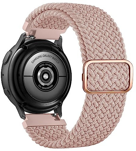 Amzpas für Samsung Galaxy Watch Active 2 40mm 44mm Armband Damen Herren,Nylon 20mm Verstellbares Geflochtenes Ersatzarmbänder für Samsung Galaxy Watch Active 40mm 44mm Armband (Rosa)