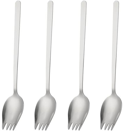 WHTCHSU 4-Piece Stainless Steel Spork Set, Metal Spork for Everyday Household Use, Dishwasher Safe, Rust Proof