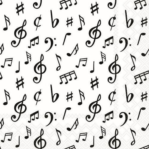 20 Servietten Musik Musiknoten als Tischdeko. Papierservietten mit Motiv. Auch für Decoupage und Serviettentechnik 33x33cm