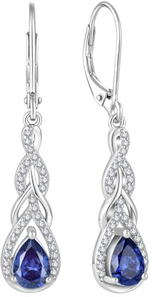 Starchenie Ohrringe 925 Sterling Silber Geburtsstein Tansanit Zirkonia Unendlichkeit Anhänger Ohrhänger für Damen