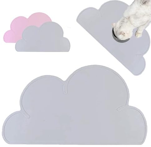 BAOWUABJ Silicone Waterproof Cat Feed Mat, Non-Skid Spill Proof Pet Feeding Mat for Food and Water, Easy to Clean Dog Placemat(Grey, 48 * 28cm)
