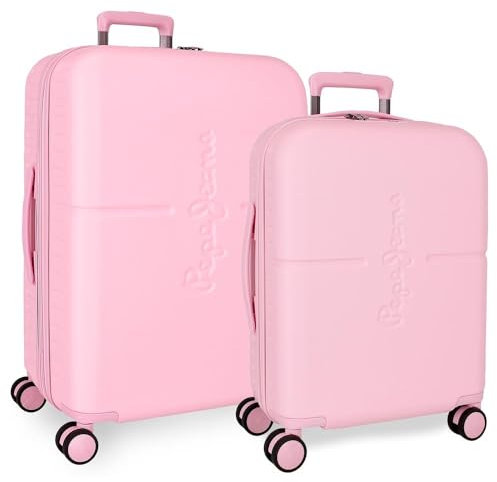 Pepe Jeans Highlight Kofferset, Rosa, 55/70 cm, ABS, integrierter TSA-Verschluss, 116 l, 7,54 kg, 4 Doppelrollen, Handgepäck, von Joumma Bags, Rosa, Koffer Set