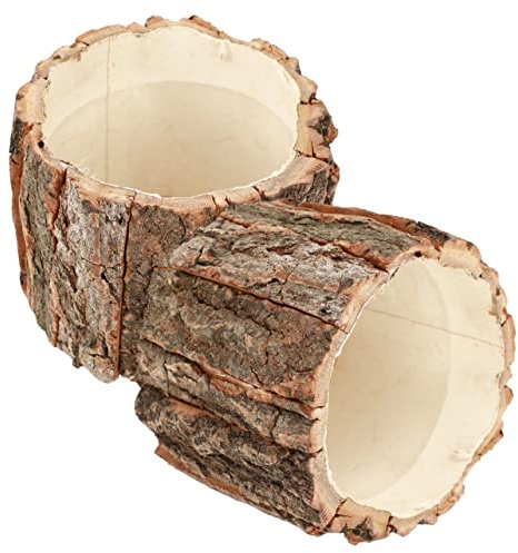 VINTORKY 2 Stück Blumentöpfe Aus Echtem Holz Rinde Rustikale Deko-Eimer Für Blumen Im Freien Hochzeitsdeko Rindenbehälter