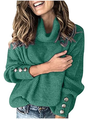 Maglione a collo alto T-shirt da donna Autunno Inverno Polsino Manica Lunga Crochet Maglia Termica Top Camicia Donna 2024, H-395 Verde Lime, M