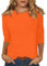 Ladies 3/4 Sleeve Tops Women's Lightweight Solid Color Tops 3/4 Sleeve Casual Gym Fashion Daily Ladies Summer Round Neck T-Shirts 03-Orange M