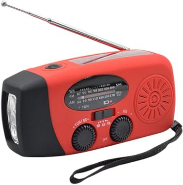 VISLONE Emergency Radio Hand Crank Solar Weather Radio 2000mAh AM/FM Emergency Weather Radio Portable Power Bank with Solar Charging & Hand Crank & Battery Operated LED Flashlight Cell Charger