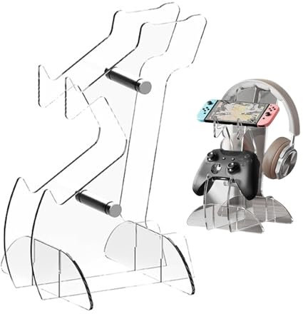 Generico Console Holder, Three-Tier Console Rack, Headset And Console Stand, Multi-Functional Game Console Holder, Handheld Console Display Rack, Accessory Organizer, Acrylic Storage