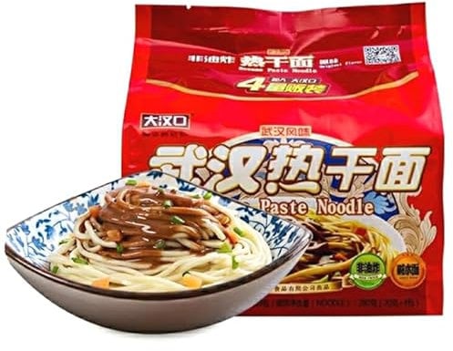 Wuhan authentic Hot dry noodles, instant dry mixed noodles, 4/8 bags noodle gift packs, spicy instant noodles, breakfast rice noodles, leisure snacks, hot and sour noodles (Original flavor,4 bags)